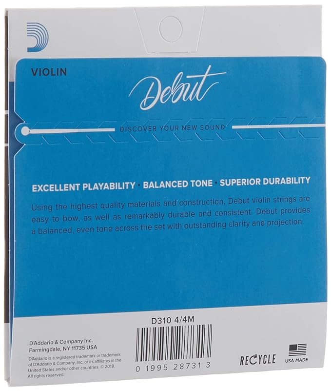 D'Addario Debut Violin String Set, 4/4 Scale, D310 (Medium Tension