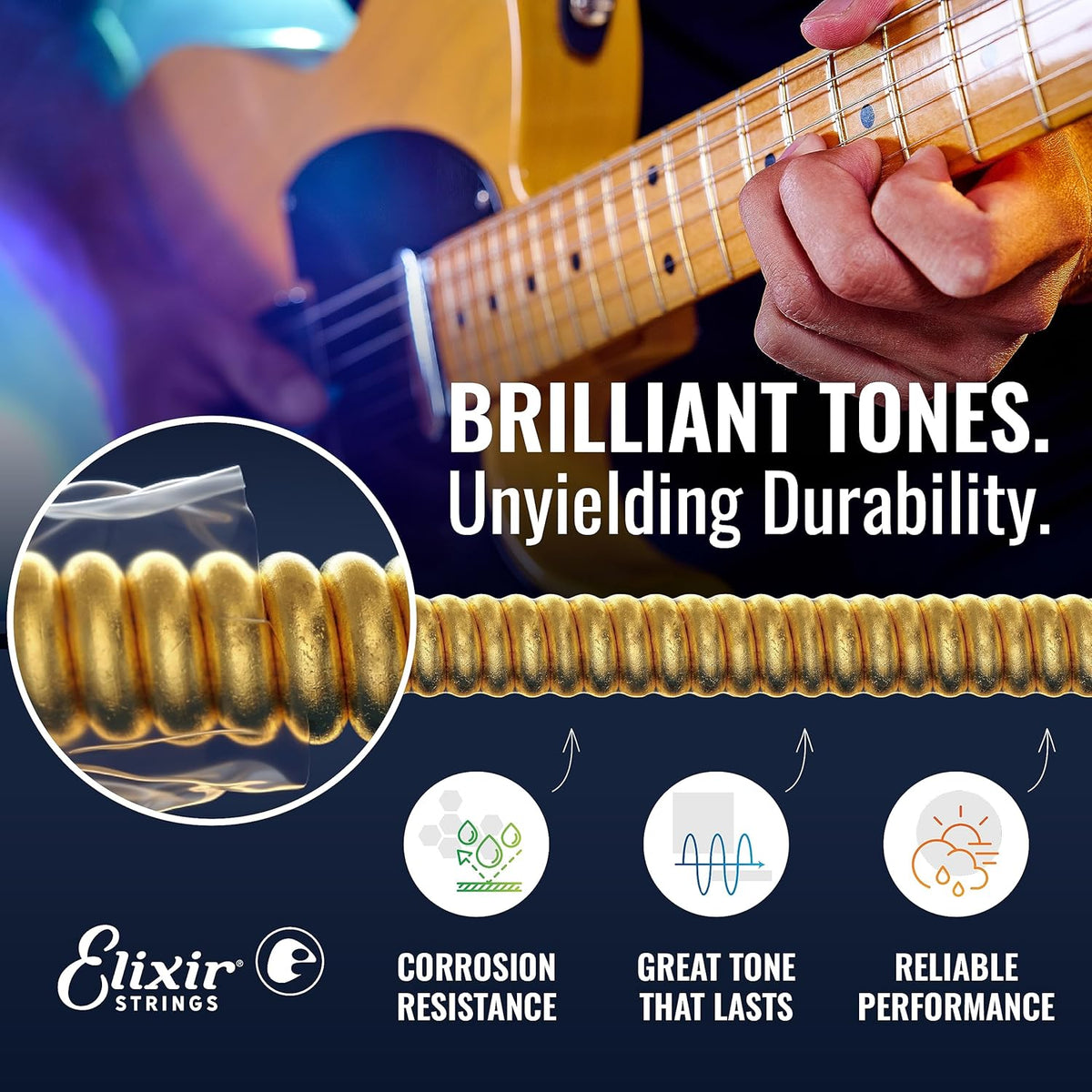 Elixir 12057 Nanoweb Light 7-String Electric Guitar Strings ...