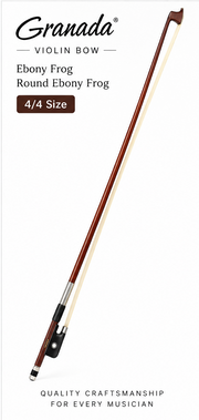 Ebony Frog Granada Violin Bow Round Ebony Frog -4/4 Size