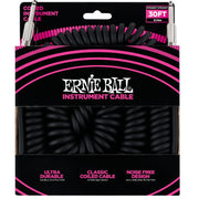 Ernieball 30’ Coiled Straight Instrument Cable Black - 6044