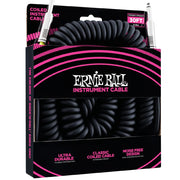 Ernieball 30’ Coiled Straight Instrument Cable Black - 6044