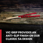 Vic Firth 5AVG American Classic Drum stick wood tip with VIC GRIP
