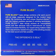 DR Strings PB5-45 Pure Blues Medium 45-125 5-String Bass Guitar Strings