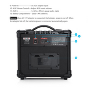 AROMA AG-10 10W Handy Portable Black Acoustic Electric Amplifier