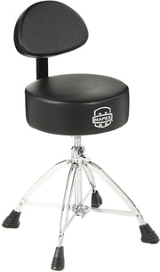 Mapex T870 Round Top Drum Throne With Backrest And Double Braced Quad Legs