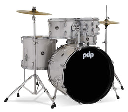 Pacific Drums Center Stage Complete kit, 5 Set, Diamond White Sparkle,(PDCE2215KTDW)