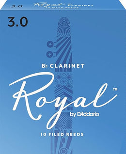 D'Addario Woodwinds Royal Bb Clarinet Reeds, RCB1030 Strength 3.0, 10-pack