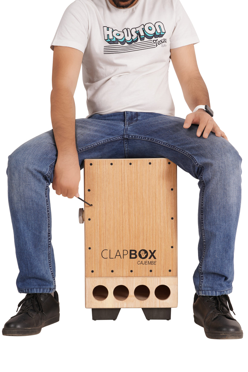 Clab Box Clapbox Cajembe Cajon (4 instruments in 1) - Rubber wood (H:50 W:30 L ...