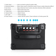 AROMA AG-10 10W Handy Portable Black Acoustic Electric Amplifier