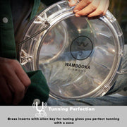 Wambooka Diamond Darbuka Drum with 8.75 inch Head, with Brass tuning keys and Padded Bag 17 inches Length (Crystal Clear PC)