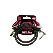 Ernieball Flat Ribbon Stereo Patch Cable 24in - Black - 2 Pack