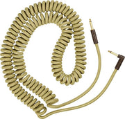 Fender Deluxe Series Coiled Instrument Cable, with Limited Lifetime Warranty, Straight/Angle, Tweed, 30ft