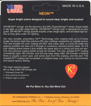 DR Neon Orange K3 Coated Electric Guitar String Set
