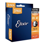 Elixir Strings 16540 Electric Guitar Strings with NANOWEB Coating 3 Pack Super Light (.009-.042)