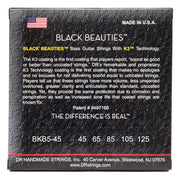DR Strings BKB5-45 Black Beauties Coated Steel Bass Guitar Strings - .045-.125 Medium