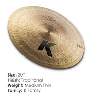 Zildjian K0882 K Custom 20-Inch Flat Top Ride Cymbal