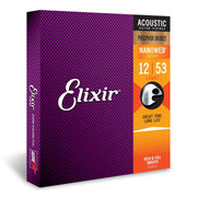 Elixir Strings Acoustic Phosphor Bronze Strings NANOWEB Coating, 6-String, Light (16052)