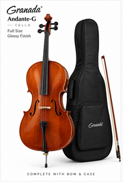 Granada Cello Andante-G Complete w/Bow & Case Full Size -Glossy Finish