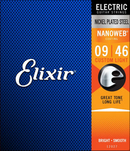 Elixir Nickel Plated Steel , NANOWEB Coated , Electric Guitar String Set 09-46 (12027)